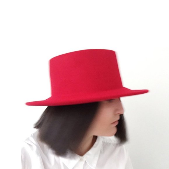 Bright red wide brim wool hat by Ecote UO main image 5